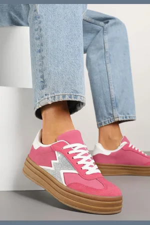 Renee Fuksjowe Sneakersy w Stylu Tenisówek Ozdobione Geometrycznym Wzorem Tolivanna