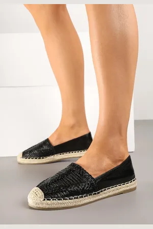 Renee Czarne Espadryle z Ozdobną Plecionką na Cholewce w Stylu Boho Adisella