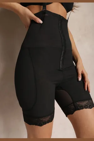 Renee Czarne Majtki Modelujące High Waist z Szelkami i Push-Upem Tarenna
