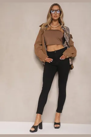 Renee Czarne Jeansy Slim z Bawełną i Wiskozą High Waist Calliran