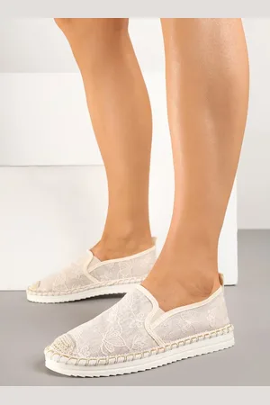 Renee Beżowe Espadryle z Plecionką i Koronką Vivello