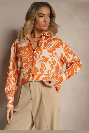 Renee Pomarańczowa Koszula Oversize w Kwiatowy Print Boinea