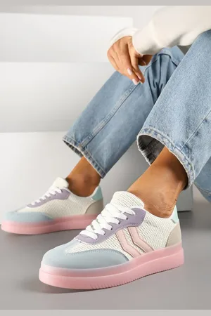 Renee Różowo-Niebieskie Sneakersy Tenisówki Ozdobione Paskami Falovinia