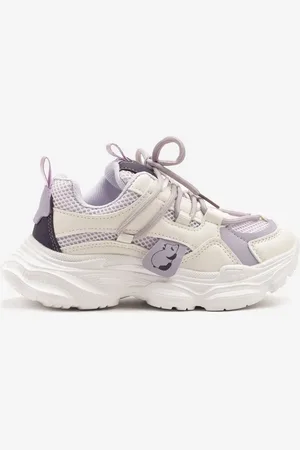 Renee Biało-Fioletowe Buty Sportowe Sneakersy z Tłoczoną Cholewką Ellivenne
