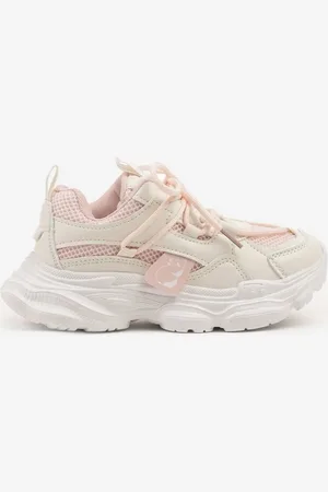Renee Biało-Różowe Buty Sportowe Sneakersy z Tłoczoną Cholewką Ellivenne