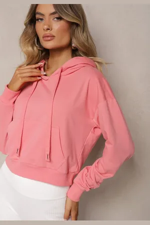 Renee Różowa Bluza z Kapturem i Bawełną Ozdobiona Ściągaczami Evianae