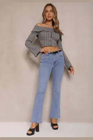 Renee Niebieskie Dzwony Jeansy High Waist Mevellea
