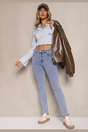 Renee Jasnoniebieskie Jeansy z Bawełną Typu Skinny Novanisse