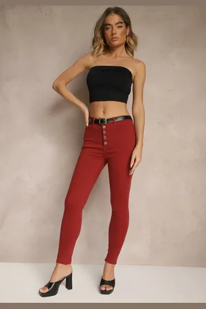 Renee Bordowe Spodnie Skinny Winvienne