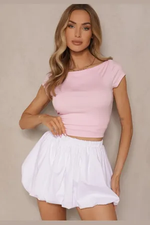 Renee Dopasowany T-shirt z Bawełny z Dekoltem o Kształcie Łódki Gallenia