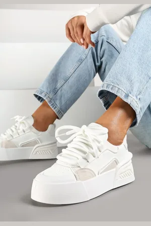Renee Białe Streetwearowe Sneakersy Trampki na Platformie Danenith
