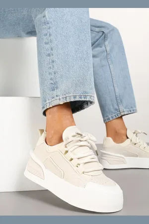 Renee Beżowe Streetwearowe Sneakersy Trampki na Platformie Danenith