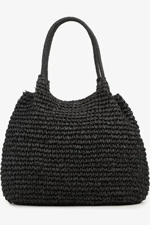 Renee Czarna Plażowa Torebka Shopper z Plecionki Meriela