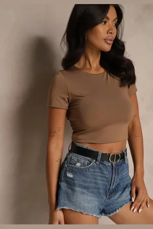 Renee T-shirt Cropped z Wiskozą Efranessa