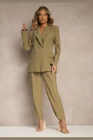 Renee Ciemnobeżowe Eleganckie Modalowe Spodnie Garniturowe High Waist Mavilisse