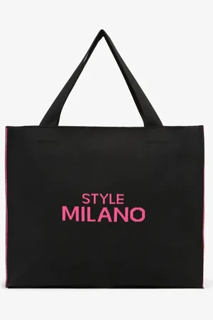 Renee Czarno-Fuksjowa Torebka o Modelu Shopper z Suwakiem i Napisem Salisella