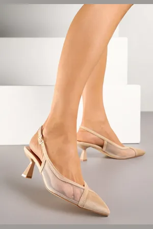 Renee Beżowe Przezroczyste Sandały Vices na Kaczuszce Typu Slingback Atilessa
