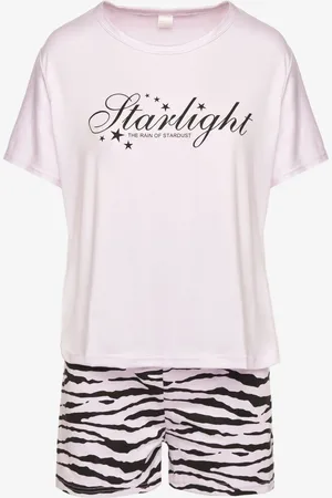 Renee Komplet Piżamowy z Bawełny T-shirt i Szorty z Motywem Zebry Milaria