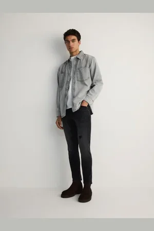 Reserved Jeansy carrot slim z przetarciami