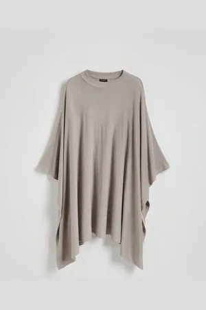 Reserved Dzianinowe poncho z bawełną