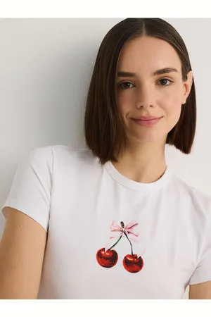 Reserved T-shirt regular z nadrukiem