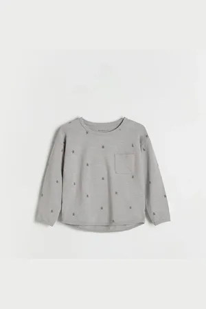 Reserved Bawełniany longsleeve z nadrukiem