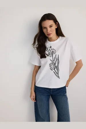 Reserved Bawełniany T-shirt z haftem