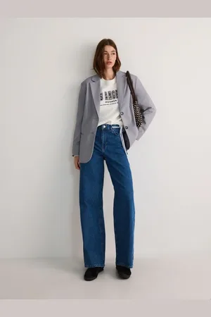 Reserved Jeansy wide leg ze sznurkami