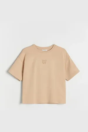 Reserved Bawełniany t-shirt z haftem