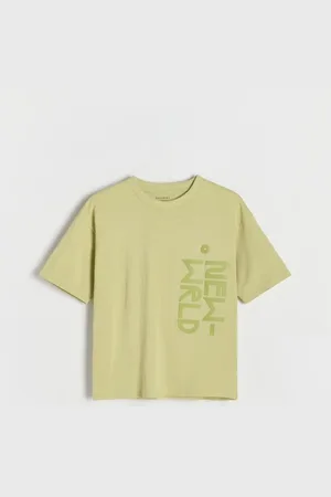 Reserved T-shirt oversize z nadrukiem