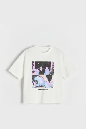 Reserved T-shirt oversize z nadrukiem