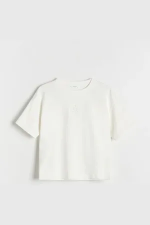 Reserved Bawełniany t-shirt z haftem