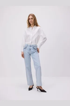 Reserved Jeansy wide leg z falbankami