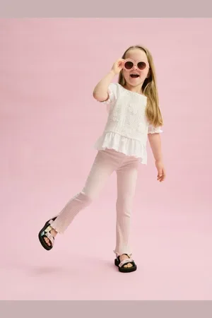 Reserved Prążkowane legginsy z kokardką