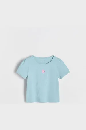 Reserved Prążkowany t-shirt z haftem