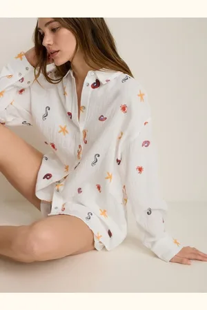 Reserved Koszula oversize z bawełnianego muślinu