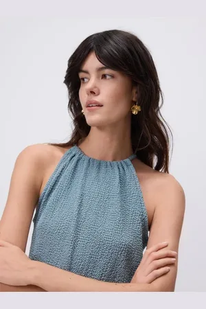 Reserved Kreszowany top z dekoltem halter