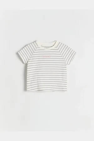 Reserved Prążkowany t-shirt z haftem