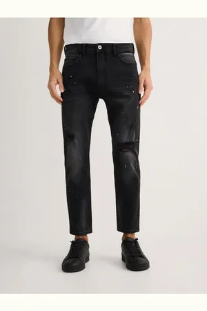 Reserved Jeansy carrot slim z przetarciami
