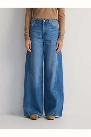 Reserved Jeansy wide leg z przeszyciami
