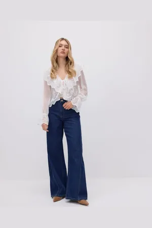 Reserved Jeansy wide leg z przeszyciami