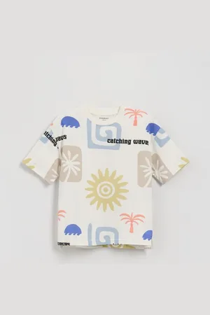 Reserved T-shirt oversize z nadrukiem