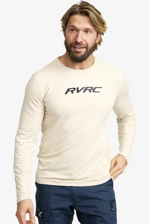RevolutionRace Mission Logo Long-sleeved T-shirt Męskie Oatmeal