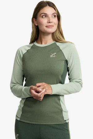 RevolutionRace Movement Ls Top Damskie Iceberg Green/Dusty Green