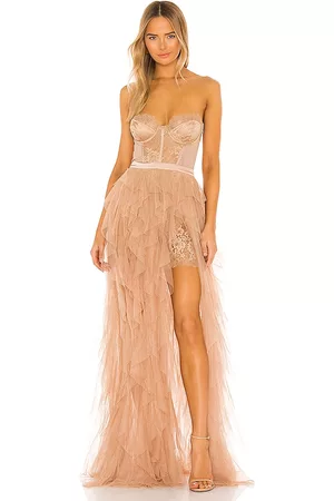 For Love & Lemons X REVOLVE Bustier Gown in - Taupe. Size L (also in M).