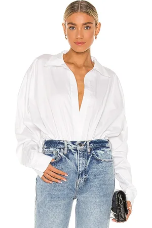 Norma Kamali Oversized Boyfriend Shirt Bodysuit