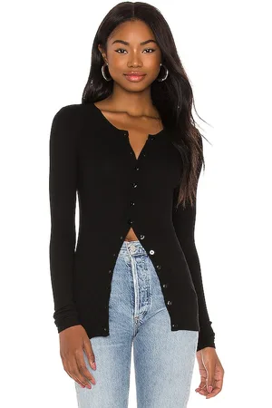 ENZA COSTA Silk Rib Fitted Long Sleeve Cardigan