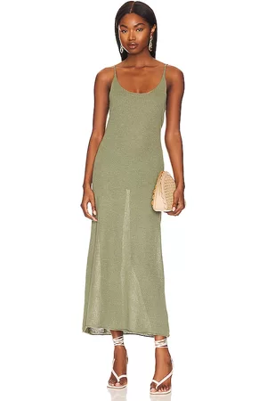 ONIA Textured Linen Sweater Scoop Maxi in - Sage. Size L (also in XS, S, M).