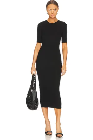 ENZA COSTA Half Sleeve Crew Midi Dress