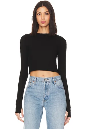 Michael Lauren Panama Long Sleeve Crop Top